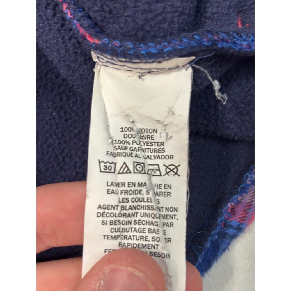 LL Bean Girls Blue Pink Plaid Flannel Fleece Lined Hooded Shirt M 10-12 - Picture 2 of 6